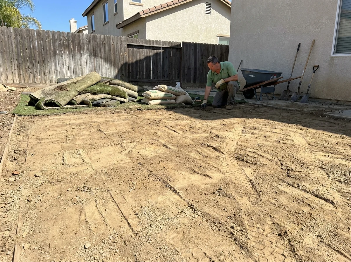 Exposed compacted base after old artificial turf removal, ready for fresh turf
