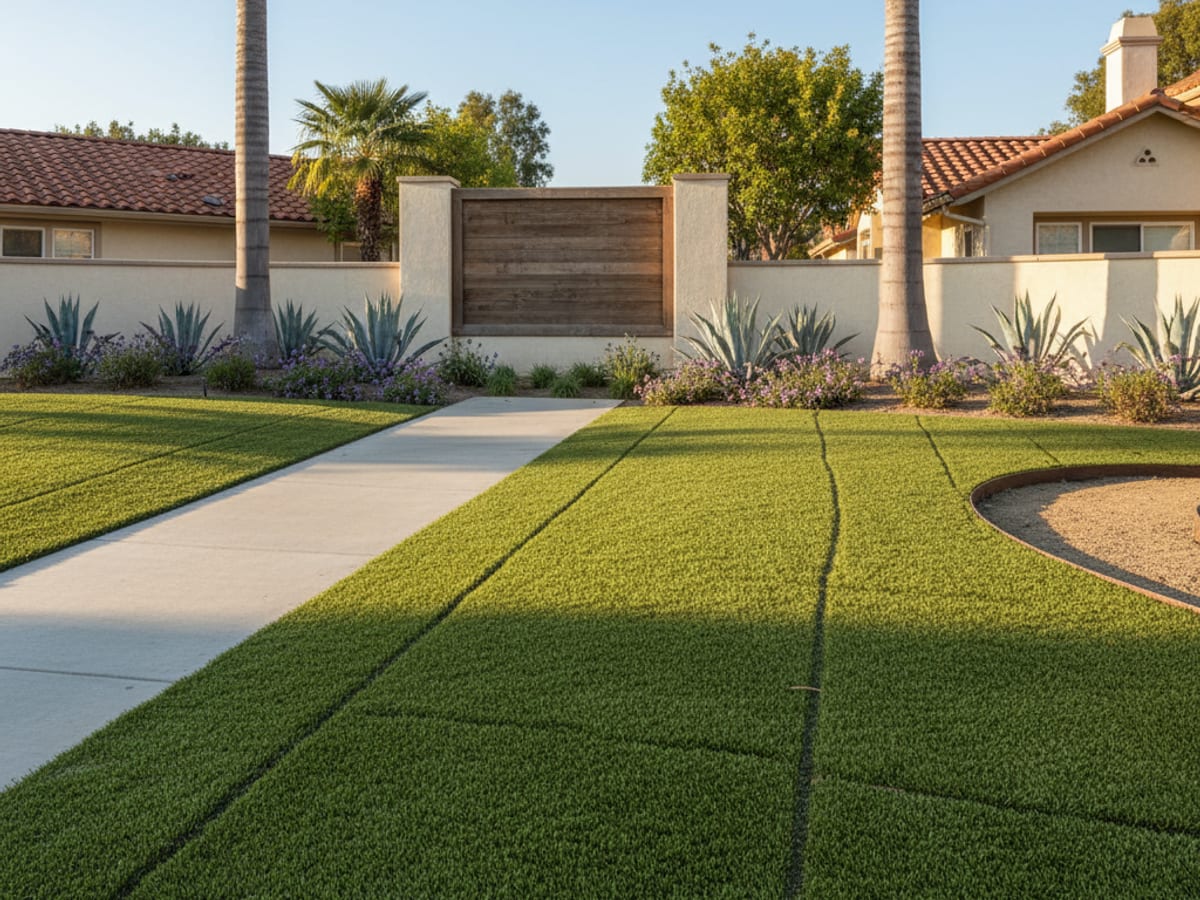San Diego HOA common-area entryway with new commercial-grade artificial turf